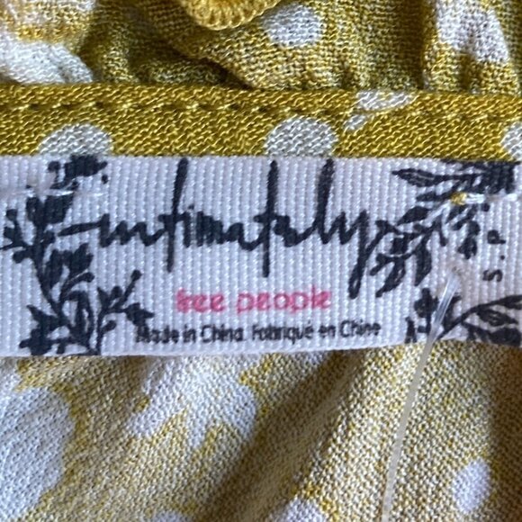 Free People SZ S NWT yellow & white floral peasant style bodysuit bell sleeve - Picture 6 of 10